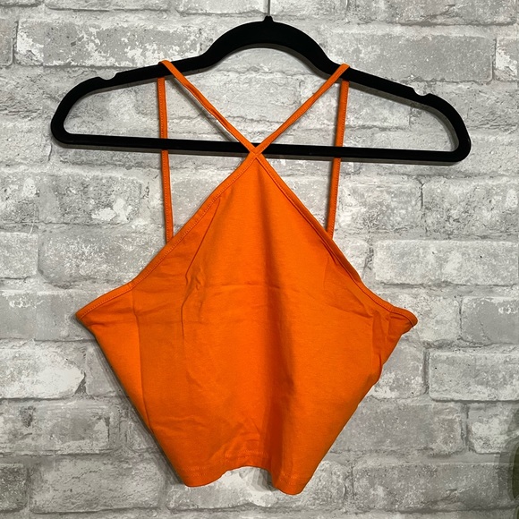 NEW - H&M Orange Halter Crop Top - Medium - Picture 3 of 5